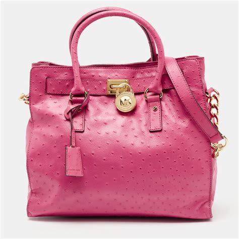 michael kors ostrich embossed leather purse peach|Ostrich Michael Kors Handbags for Women .